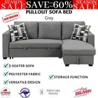 Fontana Grey Pullout Sofa Bed with Storage Function 3 Seater Lounge - Grey NEW