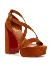 CHRISTIAN LOUBOUTIN Movida Sandal 130 foxy brown suede platform sandals 10 40