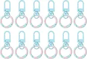 uxcell 12 Pcs Lobster Claw Clasp, Colorful Metal Keychain Clasp Swivel Hooks with Spring Key Rings Trigger Clips for Bag Door Key Chains DIY Craft Jewelry Making, Donut Light Blue
