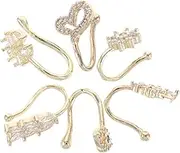 SHERCHPRY Versatile Nose Rings Clip on 6pcs Non Piercing Nose Cuff Jewelry Zirconia Embellishments Nose Stud for Women Men