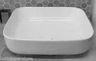VANITY Counter Top WHITE Thin Feather Edge Ceramic Basin Bowl 490 x 395mm SQUARE