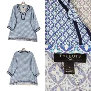 Talbots Shirt Tunic Top Blue Women’s Plus Size X Geometric Long Sleeve New