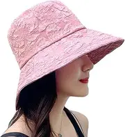 [LKJHG] Lady Fisherman Hat Lace Sun Sunshine Summer Thin Section Covering Face Sun Flower Pot Outdoor Travel Beach.