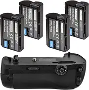 Battery Grip Kit for Nikon D750 DSLR Camera (MB-D16 Replacement)-Includes Qty 4 ENEL15 Batteries + Vertical Battery Grip