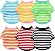 Dog Spring, Summer and Autumn t-Shirt pet Shirt Thin Section, 6 Pieces of Striped Sportswear (M)