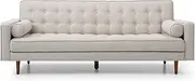 Sofa Bed 3 Seater Button Tufted Lounge Set for Living Room Couch in Fabric Beige Colour