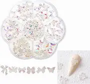 3D Colorful Aurora Bow Nail Art Decoration,Resin Cute Nail Rhinestone Glitter Nail Charms Nail Multi-Shape Charms Flower Gems Pendant Pearls Art Accessories