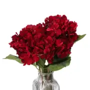 Hydrangea Artificial Flowers, 4PCS Faux Hydrangea Flowers Home Decor, Red