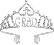 [Healeved] 1PC Bridal Rhinestone Crown with Comb Headdress Alloy Crown Headdress Elegant Headdress for Woman Girl (Silver)