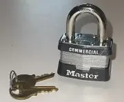 Master Lock Padlock, Standard Shackle, Rectangular Steel Body