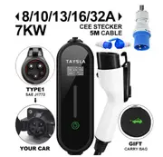 Electric Car Charger Type 2 32A 16A Charger Type 1 EV Charger Portable Electric Vehicle Charging Cable GBT for Tesla BYD TYPE 1 7KW 32A