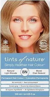 Tints of Nature 8N Natural Light Blonde Permanent Hair Dye, Nourishes Hair and Covers Greys, Ammonia-Free, 130ml