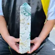 9.32LB Natural Water grass agate Obelisk Quartz Tower Crystal Wand Point Healing