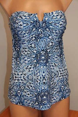 NWT Jessica Simpson Swimsuit Attached Dress 1 one piece Sz L Strap Marine Muli