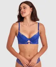 Vamp Eyes On You Push Up Bra - Cobalt Blue