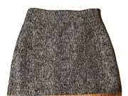 ANN TAYLOR LOFT OUTLET LINED SKIRT SIZE 12 MISSES BLACK WHITE TWEED PATTERN
