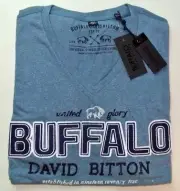Buffalo David Bitton Men's T Shirt V Neck Medium Blue Casual Designer Logo