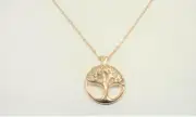 BEACH FASHION GOLD TONE RHODIUM TREE OF LIFE CIRCLE NATURE PENDANT NECKLACE