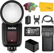 Godox V1 V1-F Flash for Fujifilm, HSS TTL Round Head Camera Flash Speedlite for Fuji, 76Ws 2.4G 1/8000, 1.5s Recycle Time, 480 Full Power Flashes Speedlight W/2600mAh Battery, 10 Level Modeling Lamp