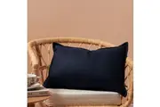 Natural Home ARDENNE Washed French Linen Rectangular Cushion with Oxford Edge Indigo Blue 40x60cm