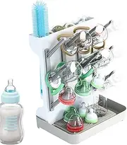 Baby Bottle Drying Rack - Compact Dryer Stand, Bottle Draining Holder | Large Capacity Vertical Storage Organizer Space Saving Nipple Drying Tool Pump Parts Cleaning Support Kitchen Countertop Use