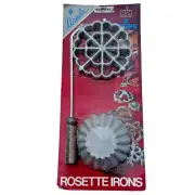 Vintage Kalkus Hirco Ursula SNOWFLAKE & Tart Shell Rosette Iron w/ Handle NOS