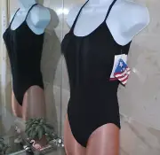 Motionwear Leotard Bodysuit New w Tags Black Adult Small Built in Bra Dance