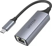 Unitek USB-C to Gigabit Ethernet Adapter USB Type C to RJ45 LAN Ethernet 10/100/1000 Mbps Converter USB 3.0 5 Gbps Aluminium Cable 12 cm Network Adapter for Win, Mac, Linux, Plug & Play