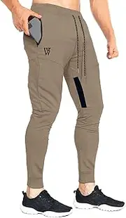 [ZENWILL] Mens Tapered Gym Joggers, Fitness Pants Casual Workout Track Pants with Zip Pockets