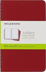 Moleskine - Cahier Notebook - Set of 3 - Plain - Pocket - Cranberry Red, (CH113)