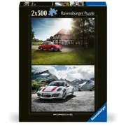 2x 500pc Ravensburger Porsche 356 & Porsche 911 Jigsaw Puzzle Game 36x49cm