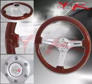 350mm Wood Light Weight Steering Wheel Jdm Type Button Horn Badge (for: Opel)