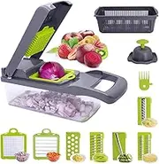 Vegetable Chopper Pro Food Chopper, Onion Chopper Vegetable Slicer Cutter Dicer Grinder Grater Cuber with Multifunctional Interchangeable Blades & Large Container for Salad Garlic Fruit Potato