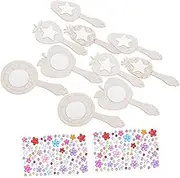 Alipis 10 Sets Wooden Handheld Mirror Handmade Paintings Crafts for Cosmetic Mirror Wood Mirror Handheld Craft Birthday Favors Wooden Craft Mirror To Drill