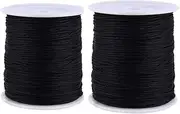 Elastic Beading Threads Stretchy Bead Cord String Elastic String Cord, 2 Roll 0.8mm and 1mm Elastic String Cord Elastic Thread Beading String Cord,Elastic String Bracelets for Jewellery Making (Black)