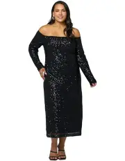 [Pink Dusk] Spellbinding Sequin Midi Dress in Black