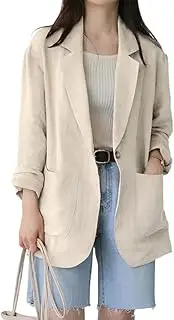 [IDEALSANXUN] Womens Linen Blazer Casual Long Sleeve Lightweight Spring Summer Jackets