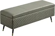 Safety Folding Storage Mass Storage Technology Cloth Foot Storage Box Shoe Changing Stool for Living Room Entrance Bedroom with Metal Legs Ottomans(Size:100cm/39.4in,Color:Brown (Green 100cm/39.4in)