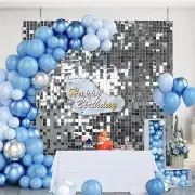 Silver Shimmer Wall Backdrop 12PCS Sequin Wall Panels Square Sequin Backdrop ...