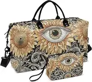 [ZRYSMY] Duffel Bag for Traveling, Sunflowers Eye Surreal Travel Bag Gym Bag, with Multiple Interior Pockets Shoulder Weekender Bag for Women Men with Toiletry Bag 20.5L x 1.9W x 13.8H, Multi-Colored