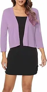Satuun Women's 3/4 Sleeve Shrugs Lightweight Open Front Cropped Cardigan for Women