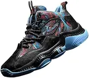 [BINQER] Men's Basketball Shoes Microfiber Soft Leather Graffiti Sports Shoes Comfortable Travel Training Anti Slip Running Shoes Basketball Boots