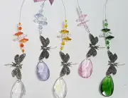 5x Dragonfly Crystal Suncatchers, car mirror suncatcher, rainbow crystals, gift