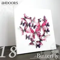 在飛比找momo購物網優惠-【iINDOORS 英倫家居】立體3D夢幻蝴蝶(玫紅色18入