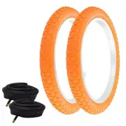 2 PRO+ BICYCLE WIRE BEAD TIRE 18" X 2.125 ORANGE COMP III W/ HEAVYDUTY TUBES.