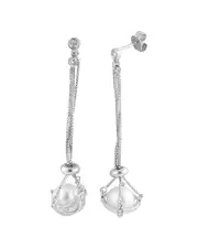 Splendid Pearls Rhodium Plated Silver 9-9.5mm Freshwater Pearl Drop Earrings NoSize NoColor