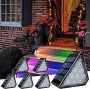 Solar Stair Lights, IP67 Waterproof Outdoor Step Lights, RGB Color Changing Deck Lights Decoration Lights for Yard, Stairs, Steps, Fence, Garden, Patio, 6 Pack
