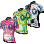 Men's Novelty Cycling Jersey Short Sleeve Bike Cycle Jersey Top Green/Pink/White