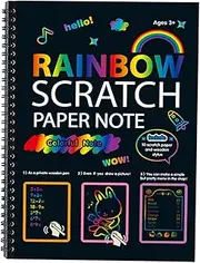 Scratch Arts Paper | Rainbow Scratch Arts Notes | Magic Scratch Notes, Black Scratch Pads Note Arts and Crafts Kit, Rainbow Magic Scratch Off Paper Sheets Set for Doodling Art & Sketching