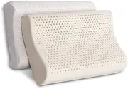 [Giselle Bedding] Set of 2 Natural Latex Pillow, Bed Contour Firm Side Back Sleeper Pillows for Home Hotel, Zone Luxurious Soft, with Removable Washable Cover White